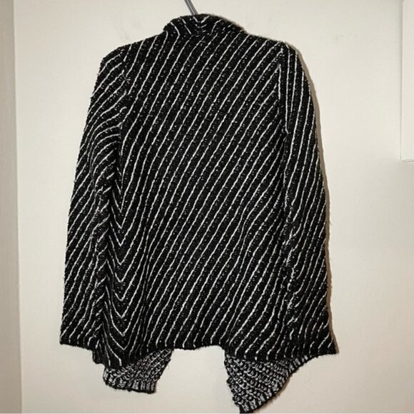 The Kooples Sport Diago Stripe Stitch Black White Open Cardigan size 1 - Picture 6 of 8
